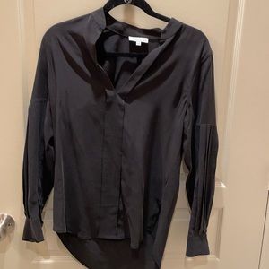 Equipment pleated silk popover blouse